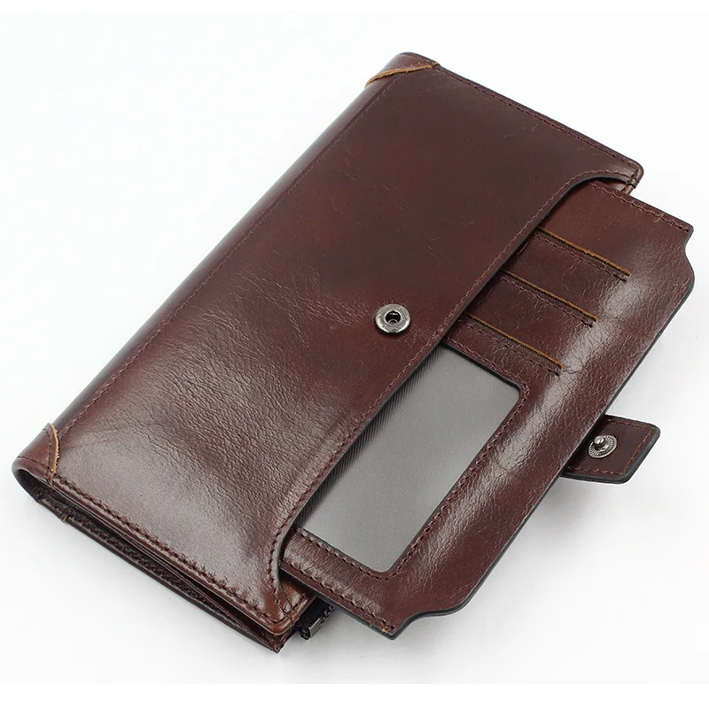 

Мужской кошелек из натуральной кожи, длинный бумажник с блокировкой Rfid, роскошный Повседневный клатч для телефона, вместительный держатель