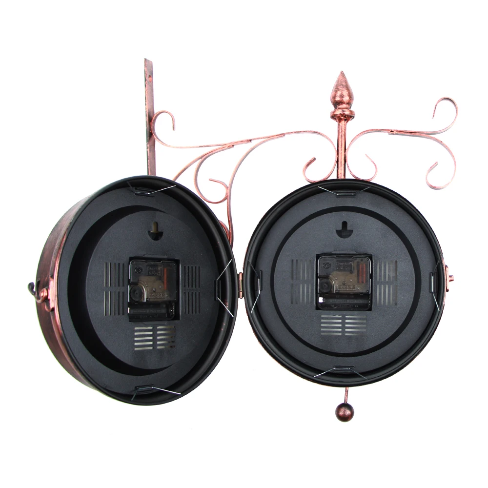 

2021 Hot Sale Classic Double Sided Wall Clocks Outside Rooster Iron Art Wall Clock Watch Home Decor Double Face Retro Wall Clock