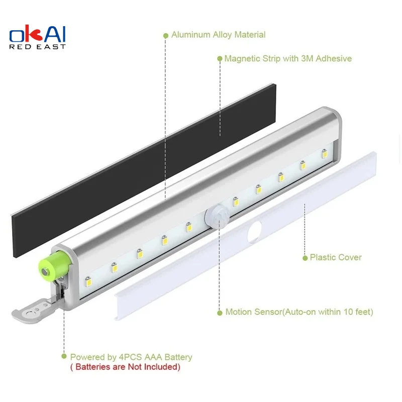 

LED Under Cabinet Light Hand Sweep Switch Under Cabinet led lights for kitchen 6/10LED Sensor Lamp Wardrobe LED Night Lights