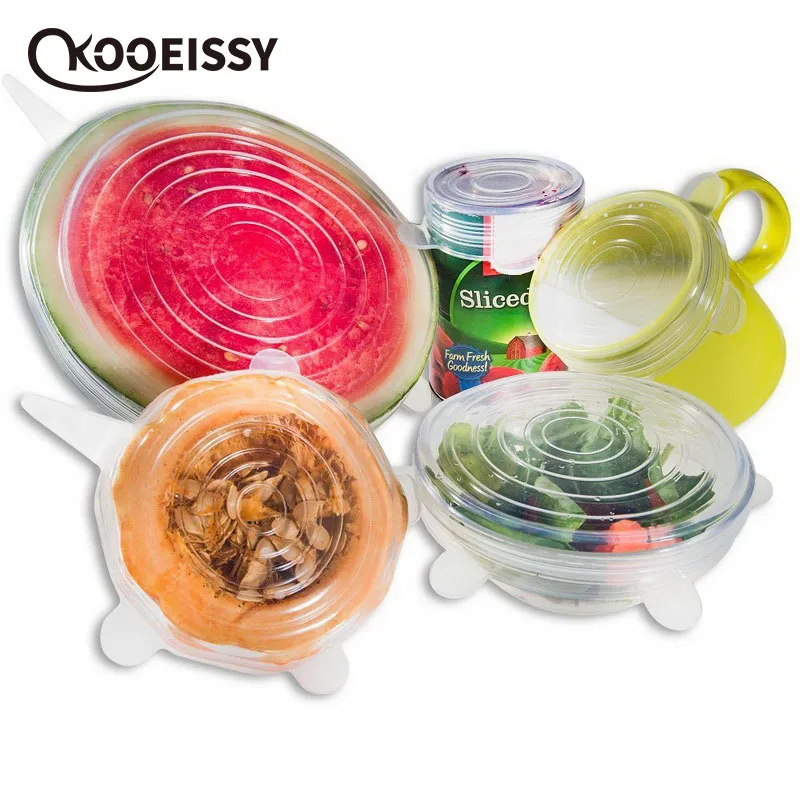 6 шт. кухонные инструменты силиконовые растягивающиеся герметичные бленды для