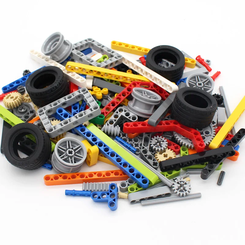 High-Tech Plastic Building Blocks Bricks Car Tires Gear Liftarm Beam Cross Axle DIY Assembling MOC Bulk Technology Set Toys | Игрушки и