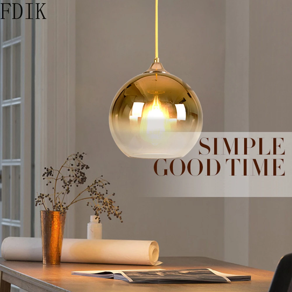 Круглые стеклянные подвесные лампы в скандинавском стиле Современный