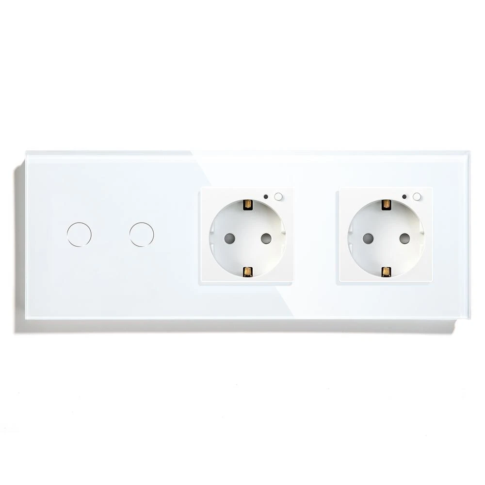 BSEED Двойной Wi-Fi ЕС розетки 2 банда Переключатель с белый черный Gloden Кристалл стекло панель управления от Alexa Google, tuya
