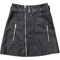 faux leather pu leather skirt for woman zipper black high waist pencil skirts mini