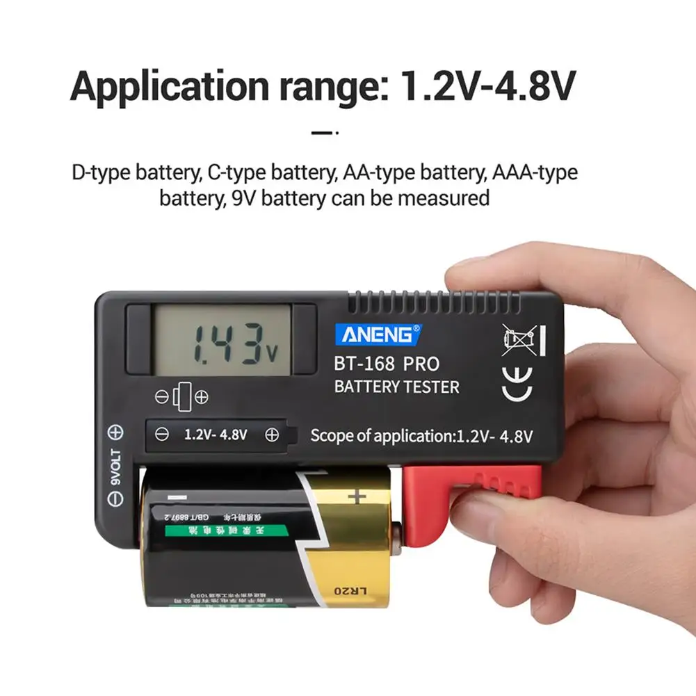 

ANENG 168 POR 1.2V-4.8V Digital Battery Tester Universal Lithium Battery Checker For AA AAA C D 9V Micro Batteries