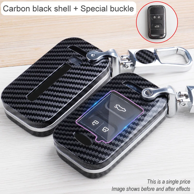 

Car key case for chery tiggo 8 19 paragraph 5x Auto Holder Shell Carbon fiber Accessories Protection Keychain Car-Styling