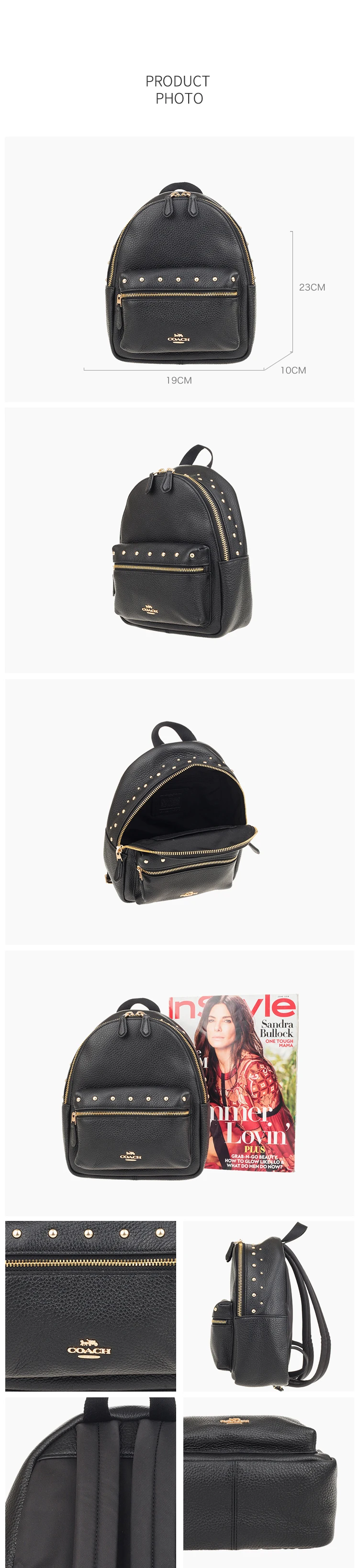 COACH Pebble кожаные шпильки мини-рюкзак Charlie F45070