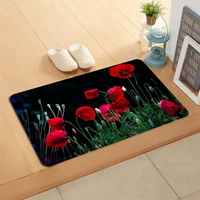 custom poppies doormat floorbathkitchen mat flannel sponge fabric 3d printed shaggy custom decoration for bedroom