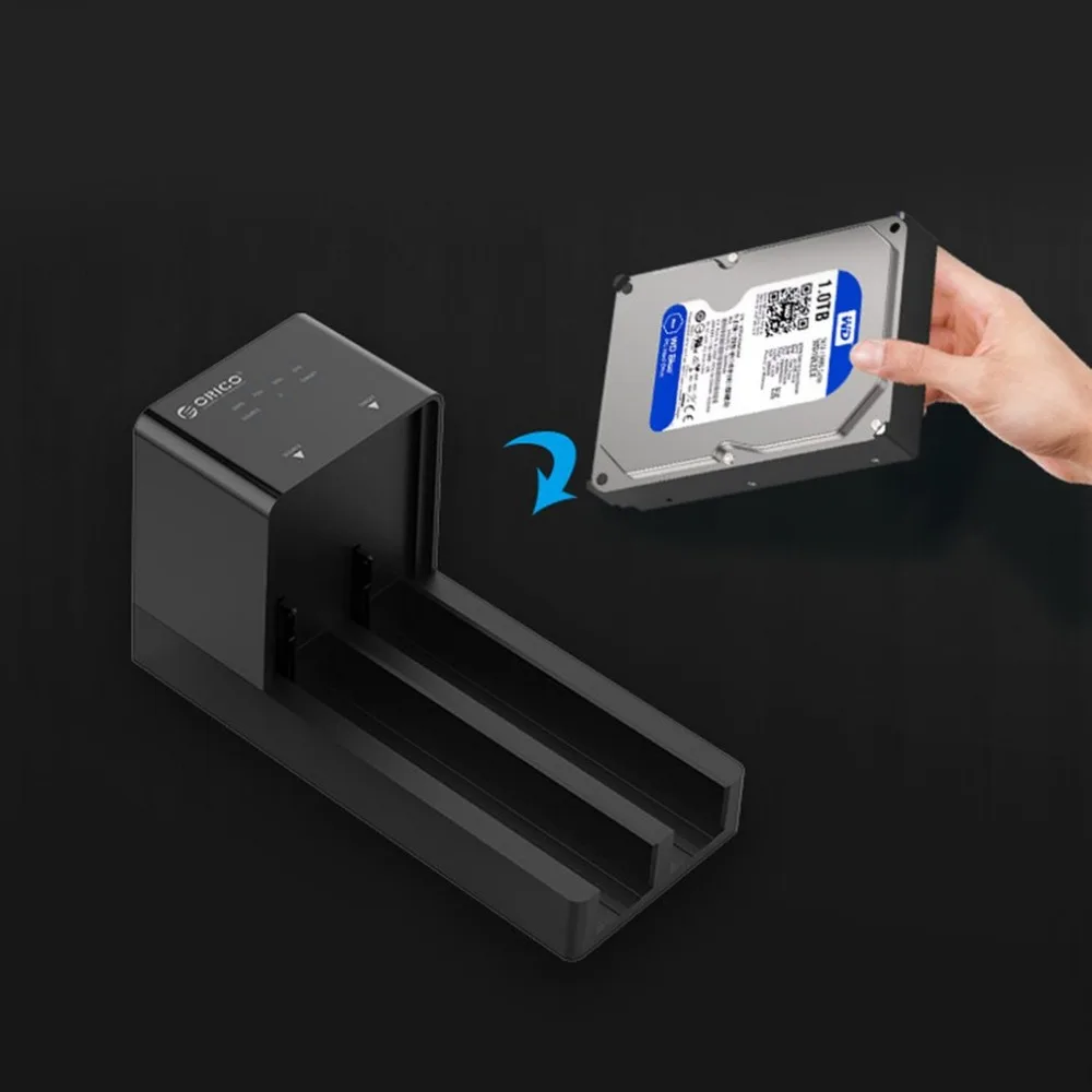 ORICO 2,5 3,5 SATA HDD корпус док-станция автономный клон супер скорость USB 3,0 жесткий диск 2 Bay черный