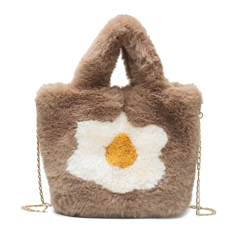 Плюшевые сумки-тоуты с жареными яйцами женская сумка на цепочке новинка зимы 2021