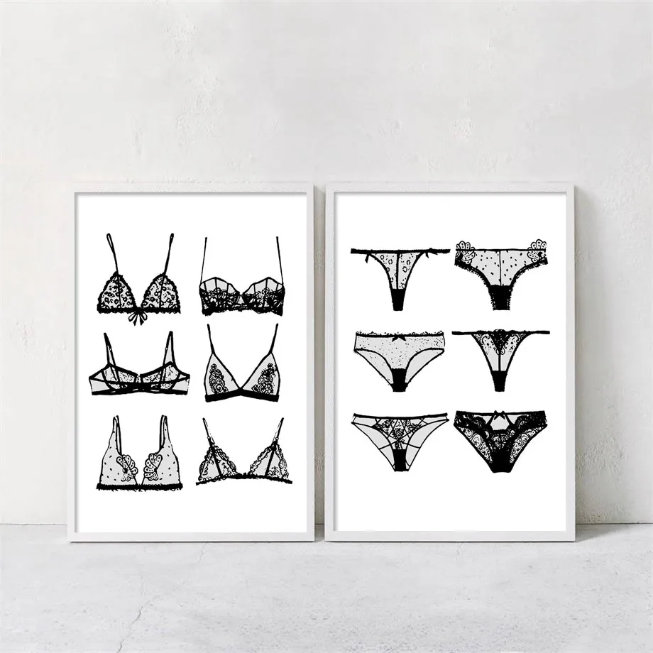 Картина на холсте модульный Плакат Женская мода сексуальное кружевное нижнее
