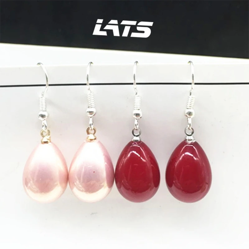 Buy LATS S925 Needle Pearl Drop Earrings for Women Korean Long Red Bride Dangle Simple Jewelry Hypoallergenic Earings on