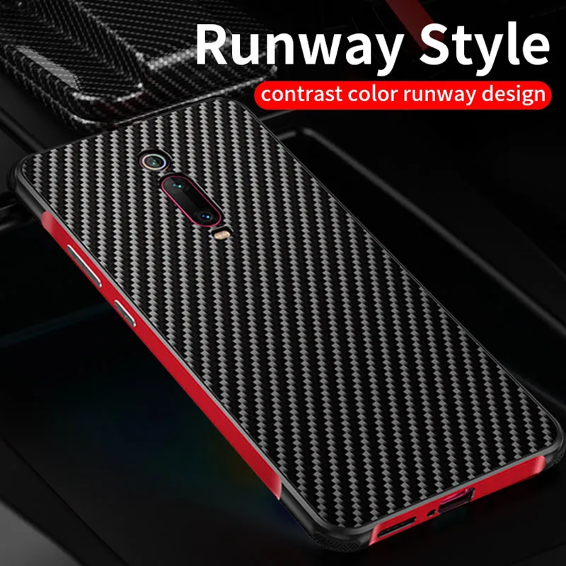 Чехол для xiaomi Mi 8 9 Redmi K20 K20Pro 9T углеродного волокна Пластиковая Задняя крышка