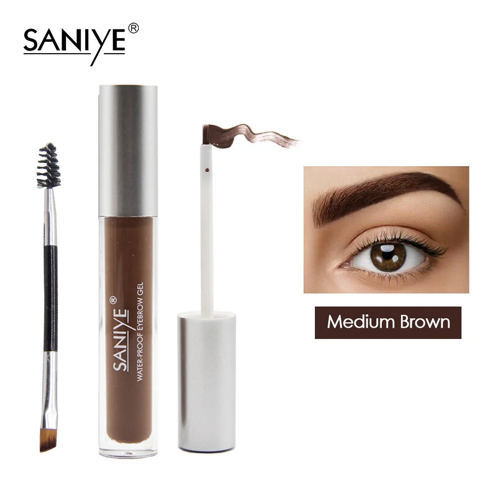 Medium brown SANIYE коричневый гель для бровей, макияж для бровей, усиленный краситель для бровей, с помощью кисти для макияжа M303 - Цвет: Medium brown