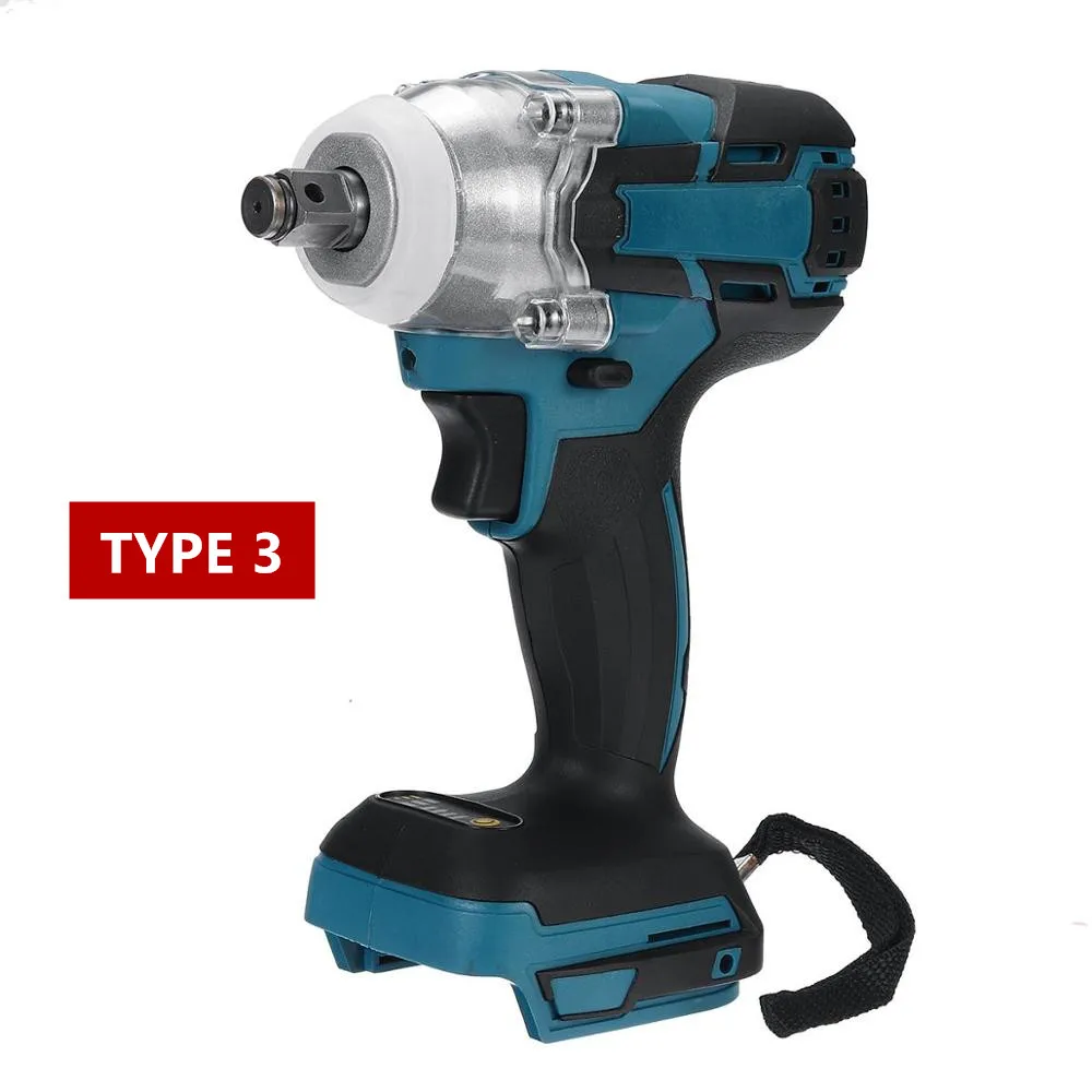

3Types 18V 520N.m/280 N.m Brushless Cordless Electric Impact Wrench Rechargeable 1/2 Socket Wrench Power Tool for Makita Battery