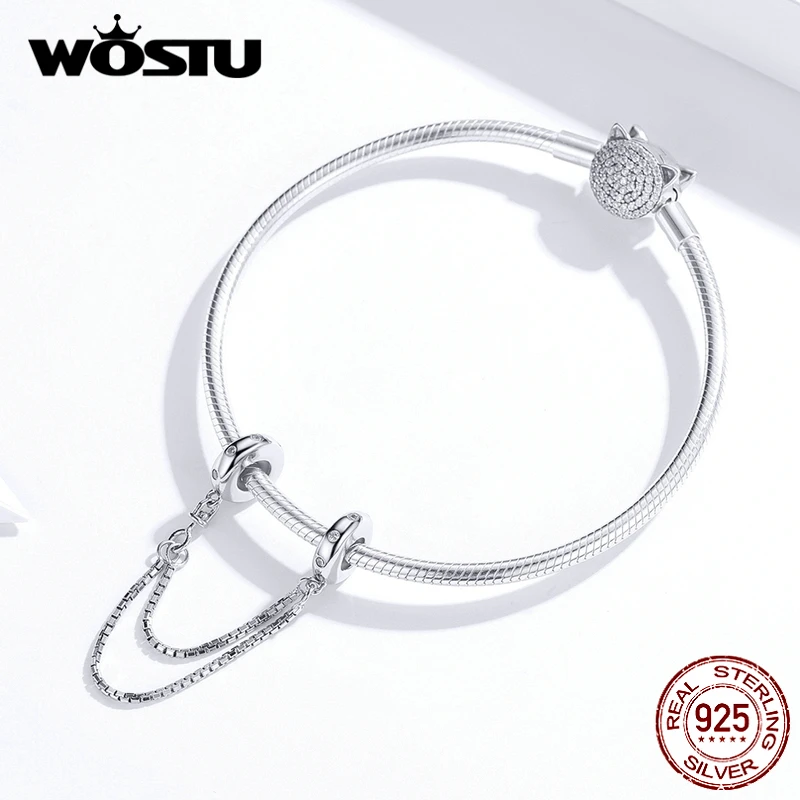 WOSTU 100% 925 пробы серебро кремния безопасносные браслеты с подвесками подходят к