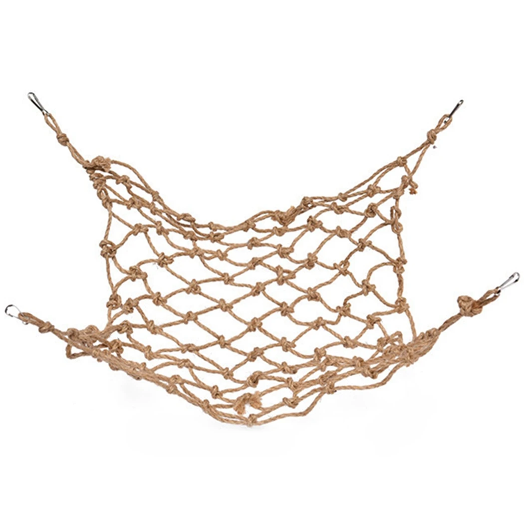 

Bird Climbing Net Hemp Rope Parrot Hanging Rope Stand Net Bird Hammock Net with Snap Hooks Climbing Chewing Biting Toys Supplies