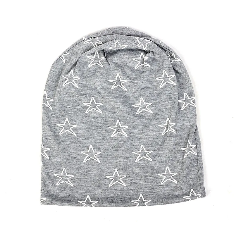 light gray Модная эластичная Женская кепка с черепом, милая мягкая женская шапочка со звездным принтом, зимняя Осенняя хлопковая шапка для девушек - Цвет: light gray