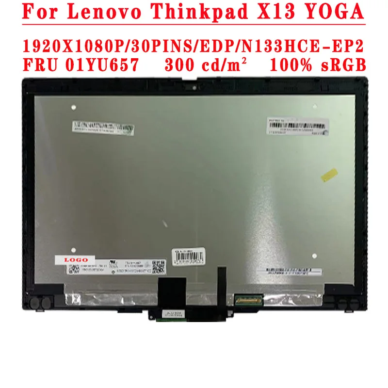 FRU-pantalla LCD de 13,3 pulgadas, montaje táctil para Lenovo Thinkpad X13 YOGA 20SY 20SX, 1920x1080IPS, 01YU657 p/n SD10R54651