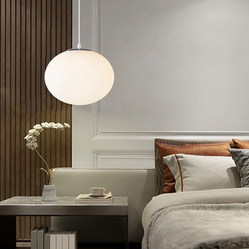 Стеклянный подвесной светильник LukLoy с матовым шариком потолочная лампа для