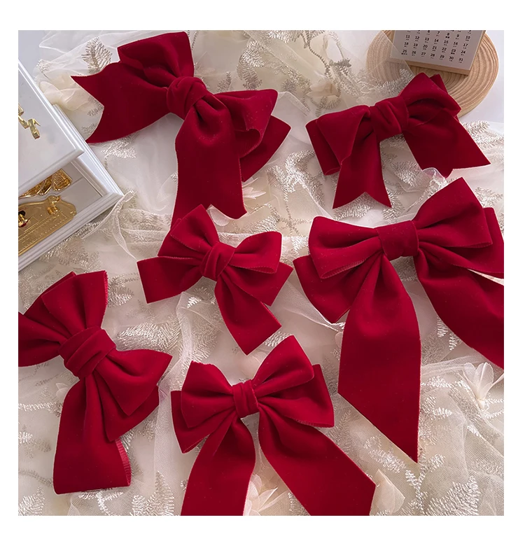 

Заколка для волос с бантом женская, длинная красная Ретро-лента, винтажный свадебный аксессуар в Корейском стиле, 1 шт.