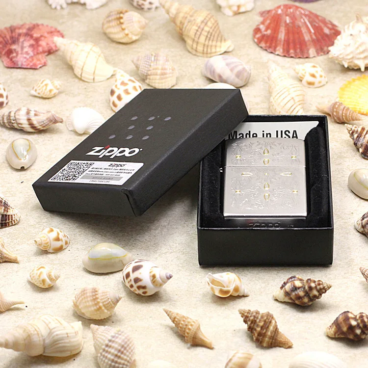 

Genuine Zippo oil lighter copper windproof Flower Totem carving cigarette Kerosene lighters Gift With anti-counterfeiting code