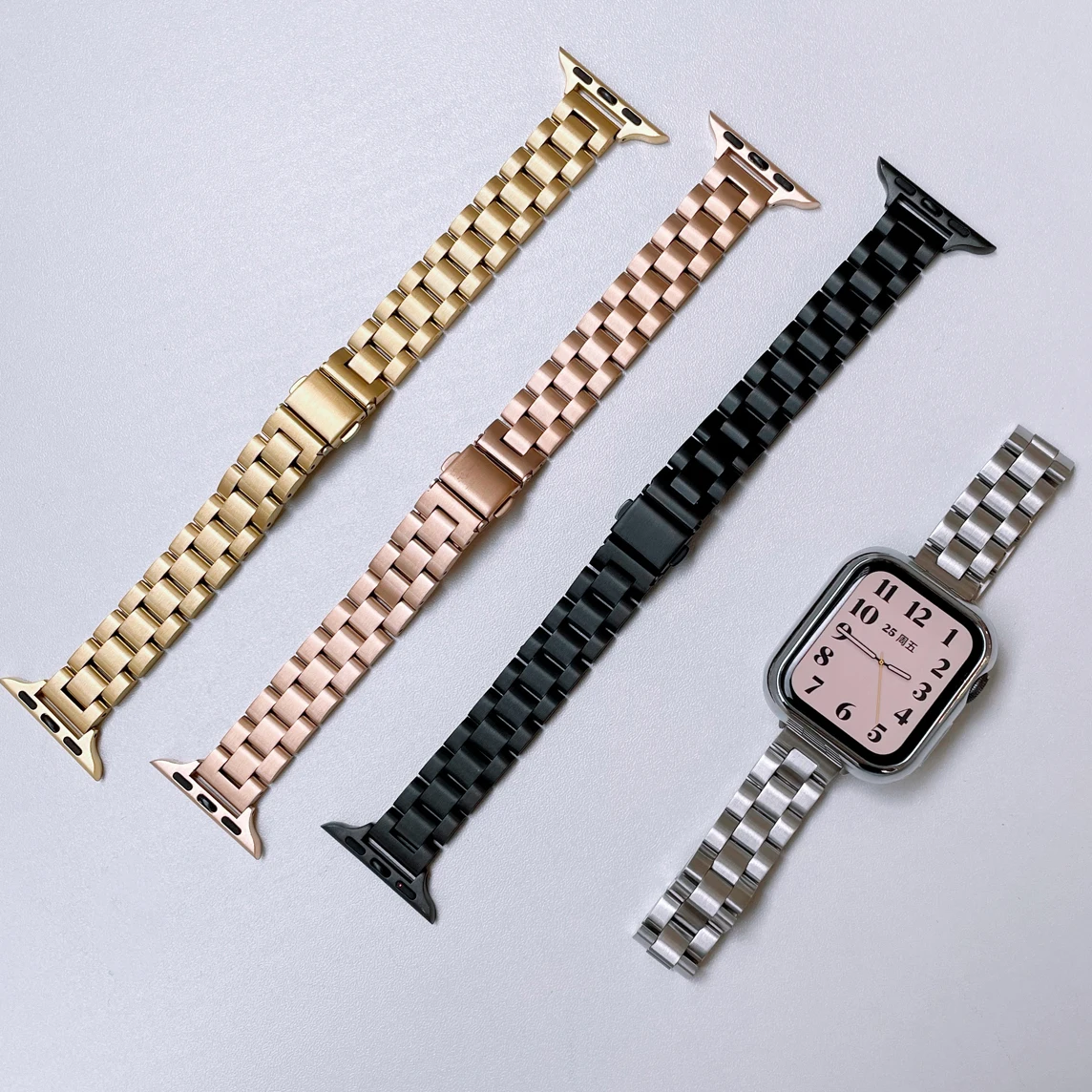 

Женский тонкий ремешок для apple watch 44 мм 45 мм 41 мм 40 мм 38 мм 42 мм, металлический браслет из нержавеющей стали для iwatch series 3 4 5 6 SE 7, ремешок