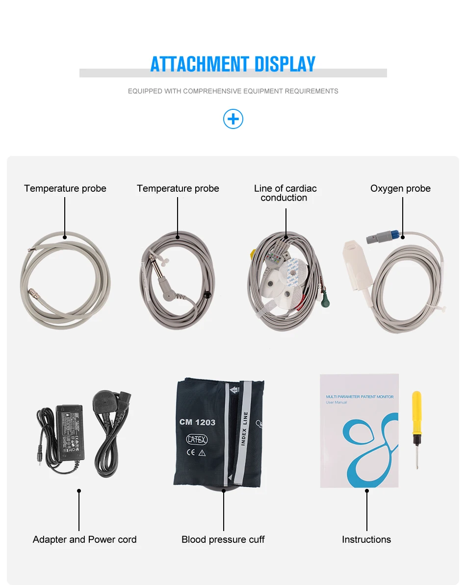 8-дюймовый ICU CCU модульный монитор пациента многопараметрический NIBP Spo2 PR ECG RESP