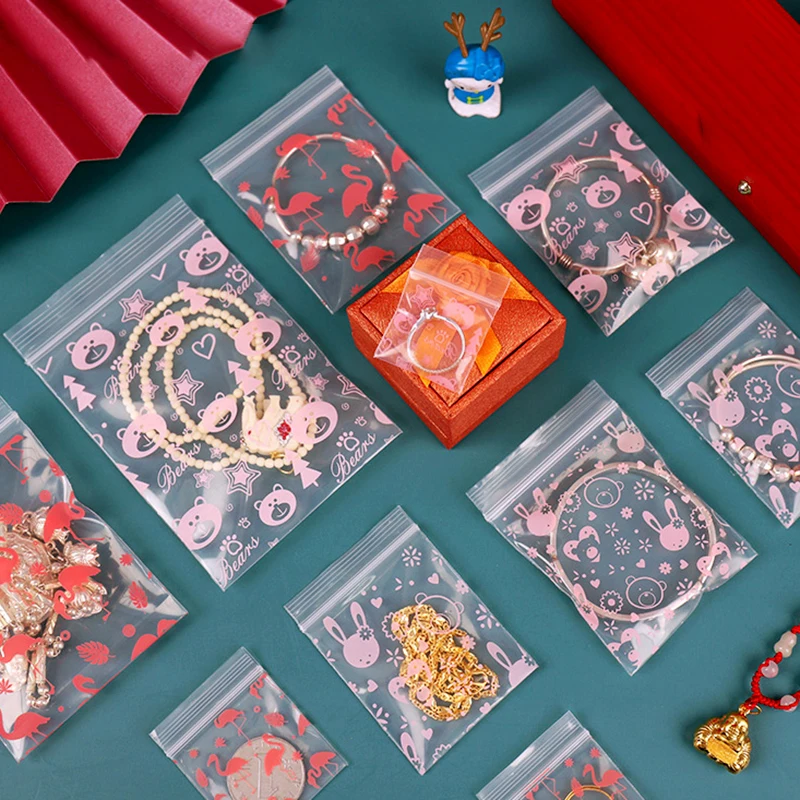 500 шт. маленькие пластиковые пакеты с принтом медведя 0 2 мм|bag size|zip bags smallbag jewelry |