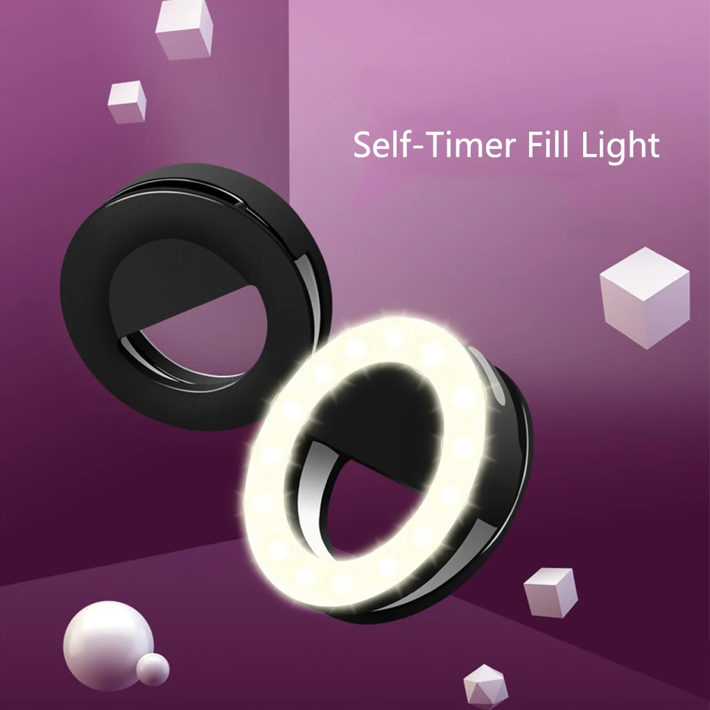 

Selfie LED Ring Fill Light Flashes Lens 3 Levels Luminous Clip USB Charge Portable Mobile Phone Lamp For IPhone Xiaomi Huawei