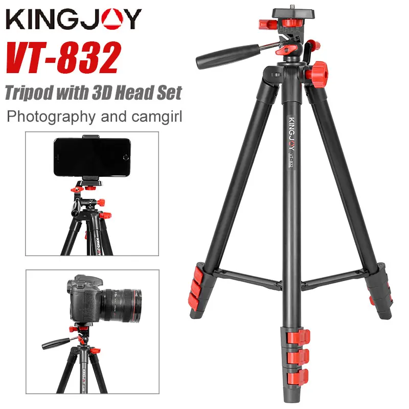 

KINGJOY VT-832 Lightweight Camera Tripod Phone Stand Holder Portable Desktop Mobile Phone Tripode For iPhone Video Camera Para