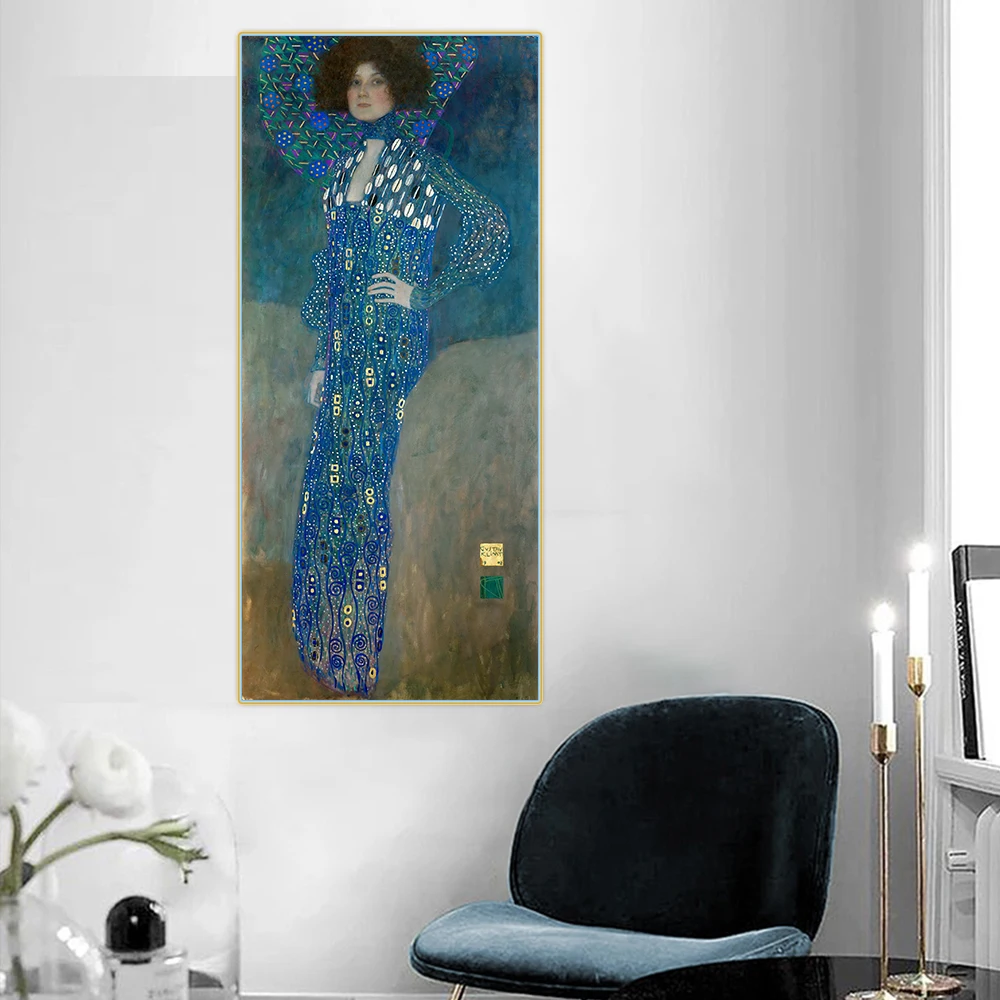 Цитон Густава Климт lady леди в синем Canvas холст искусство картина маслом