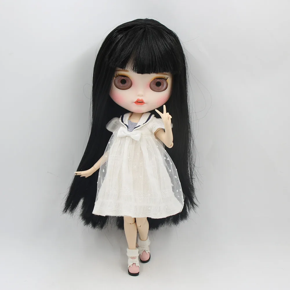 Ледяной DBS Blyth кукольные 1/6 bjd с открытым носом черные прямые волосы из белой кожи