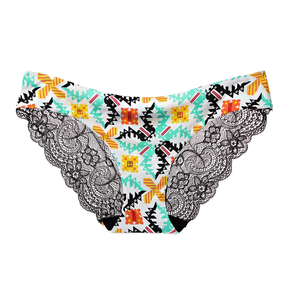 Цветочный принт сексуальные трусики для женщин кружевное нижнее белье с низкой