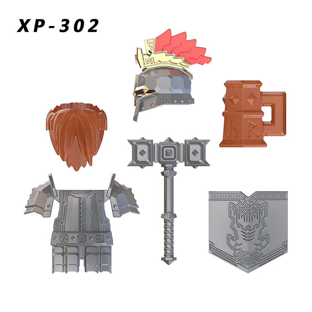 Фото Dwarf Boar Horned Sheep Mount Animal Armor  Weapons Medieval Knight Figures Building Blocks Children Toys XH1535 1536 №4