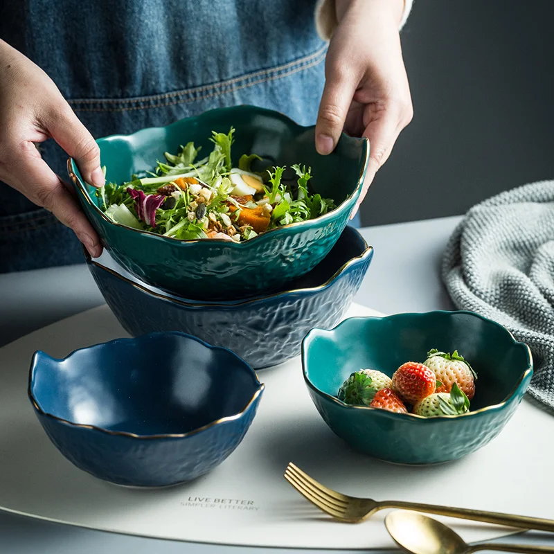 

luxury style ceramic salad bowl irregular soup bowl creative Phnom Penh fruit bowl household tableware noodle bowl large bowls