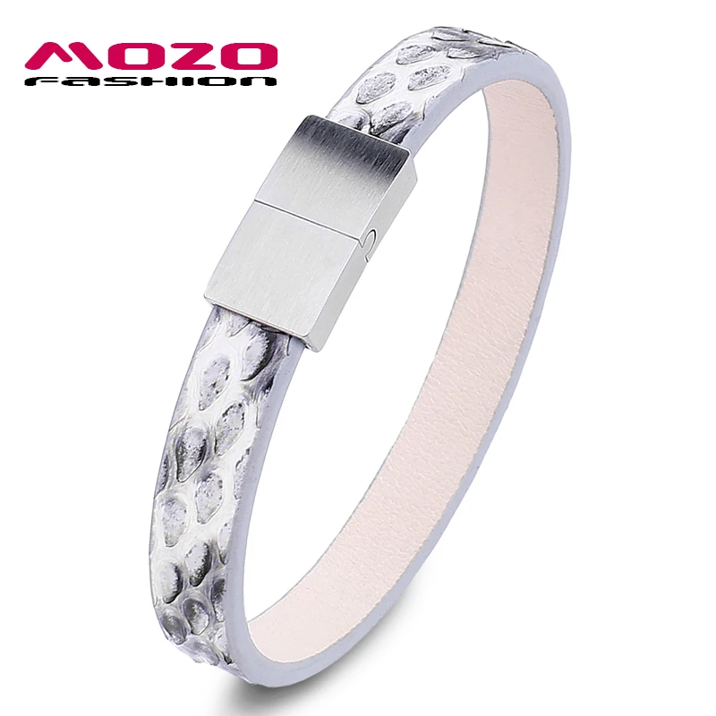 Модные мужские Очаровательные простые браслеты змеиная кожа кожаные браслет из