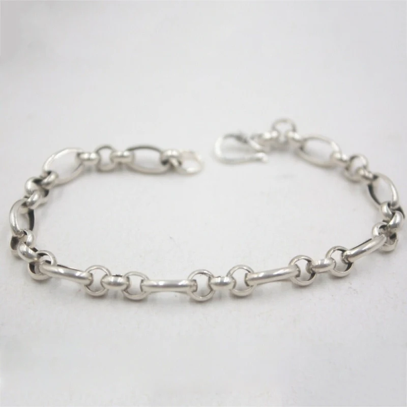 

Real 925 Sterling Silver Bracelet 6mm Oval Rolo Link Bracelet 19cm For Men Women
