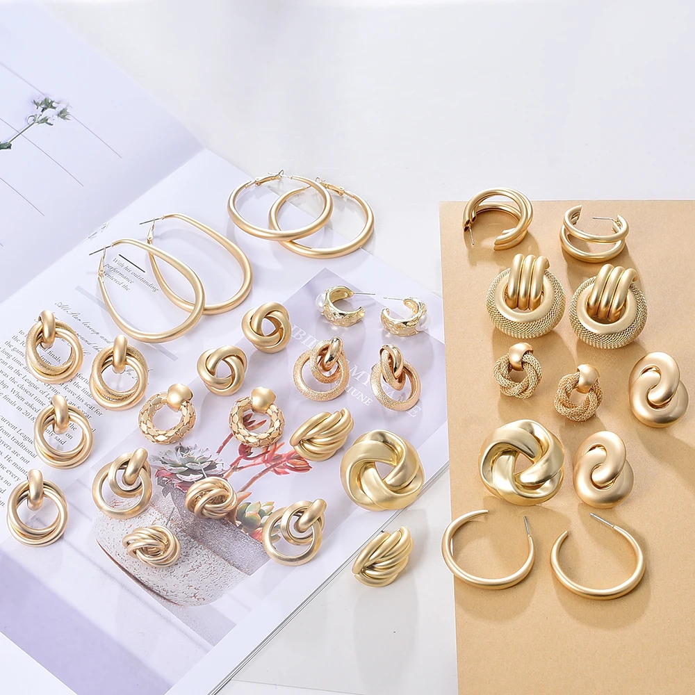 Ztech Новые матовые серьги золотого цвета для женщин корейские круглые