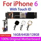 Оригинальная материнская плата для iphone 6, 16 ГБ, 64 ГБ, 128 ГБ, разблокированная материнская плата для iphone 6 сбез логической платы, Touch ID с полными чипами