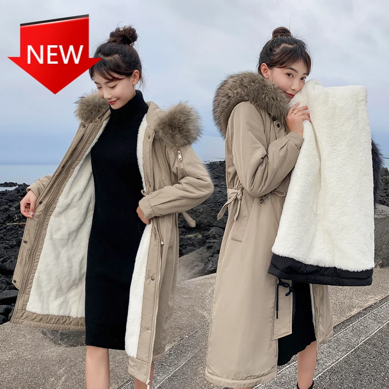 

long over-the-knee loose show thin waist parker fur coat new winter down jacket female han edition
