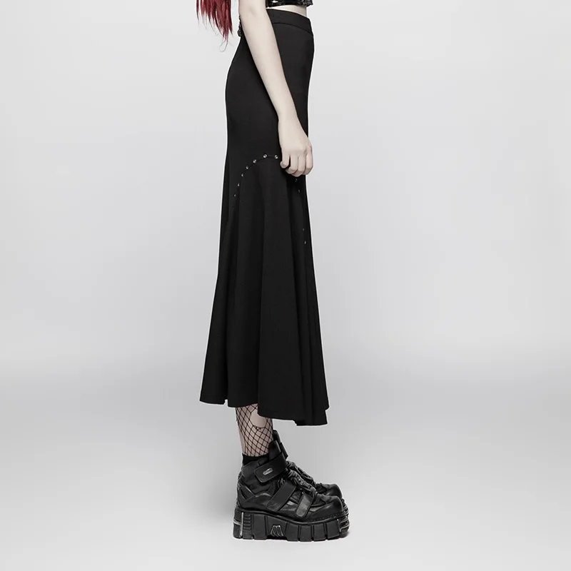 Женская длинная юбка в стиле панк рок черная облегающая для костюмированной