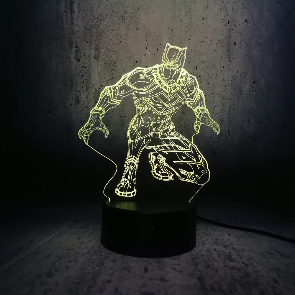 Мультяшная Черная пантера 3D лампа ночник светильник USB СВЕТОДИОДНЫЙ ing Mulitcolor