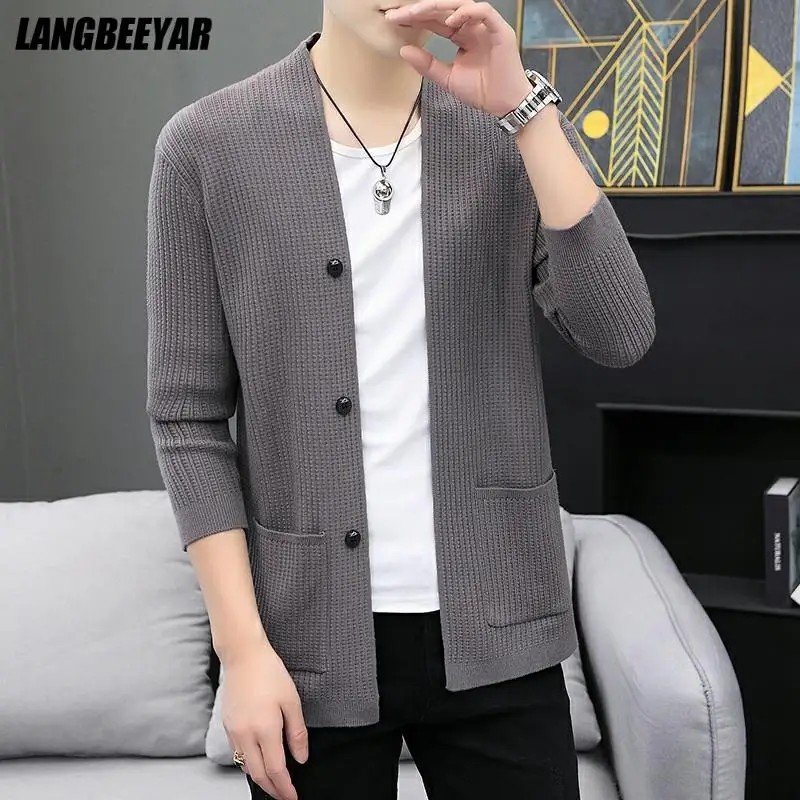 

Top Grade Designer Luxury Brand Fashion Long Streetwear Knit Sweater Cardigan Men Casual Autum Trendy Coats Jacket Mens Clothes