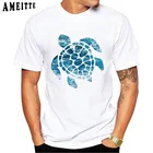 Мужская летняя футболка AMEITTE, с забавным принтом морской черепахи, повседневная хипстерская футболка с коротким рукавом