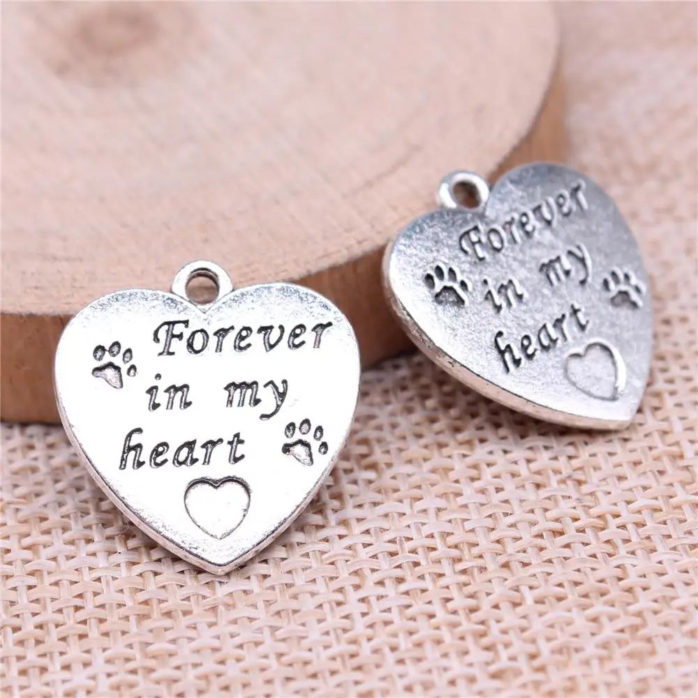 

Подвески Forever In My Heart для изготовления ювелирных изделий, цвет под античное серебро, 5 шт., 21x20 мм