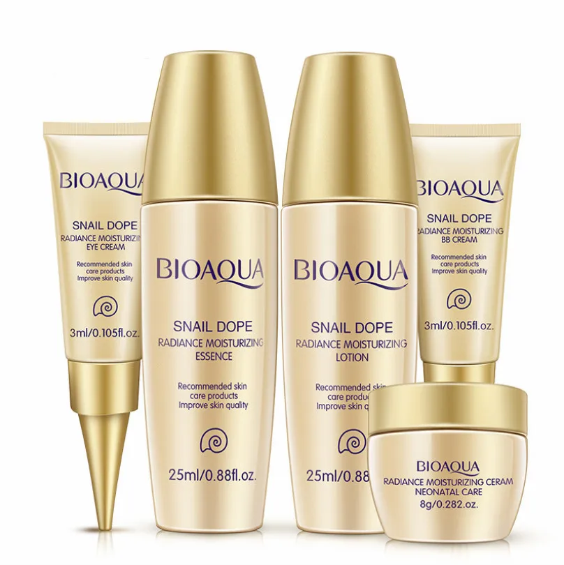 

24K Gold Snail Travel Skin Care Set Anti Aging Wrinkle Essence Eye Cream Toner Facial Cleanser With BB