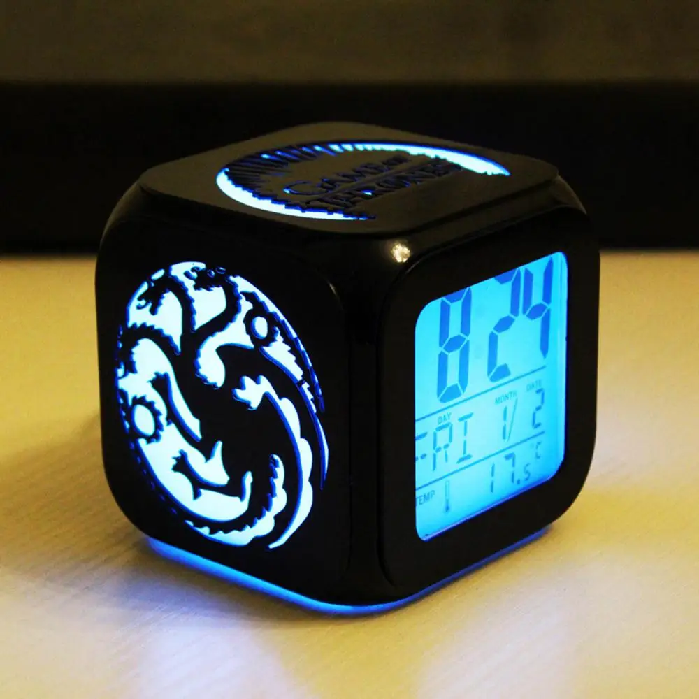 Игра престолов Креативные 3D светодиодные цифровые настольные часы будильник