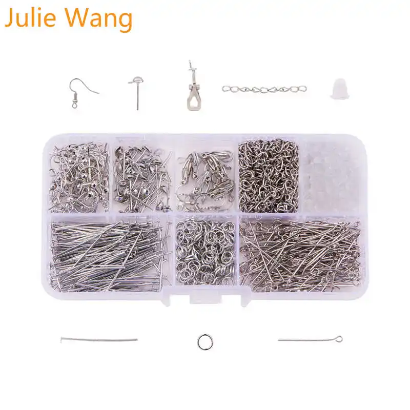 Julie Wang 1 коробка соединительные кольца ушной крючок игла короткая цепочка шапочка