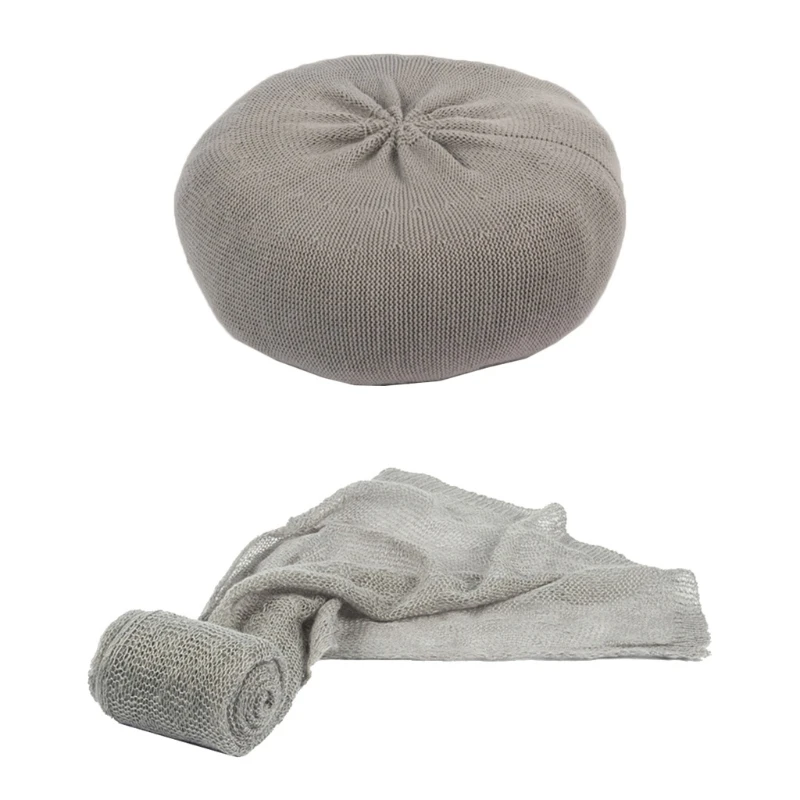

Newborn Baby Photography Props Positioner Cushion Sofa Infant Photo Shooting Knitted Swaddle Wrap Blankets
